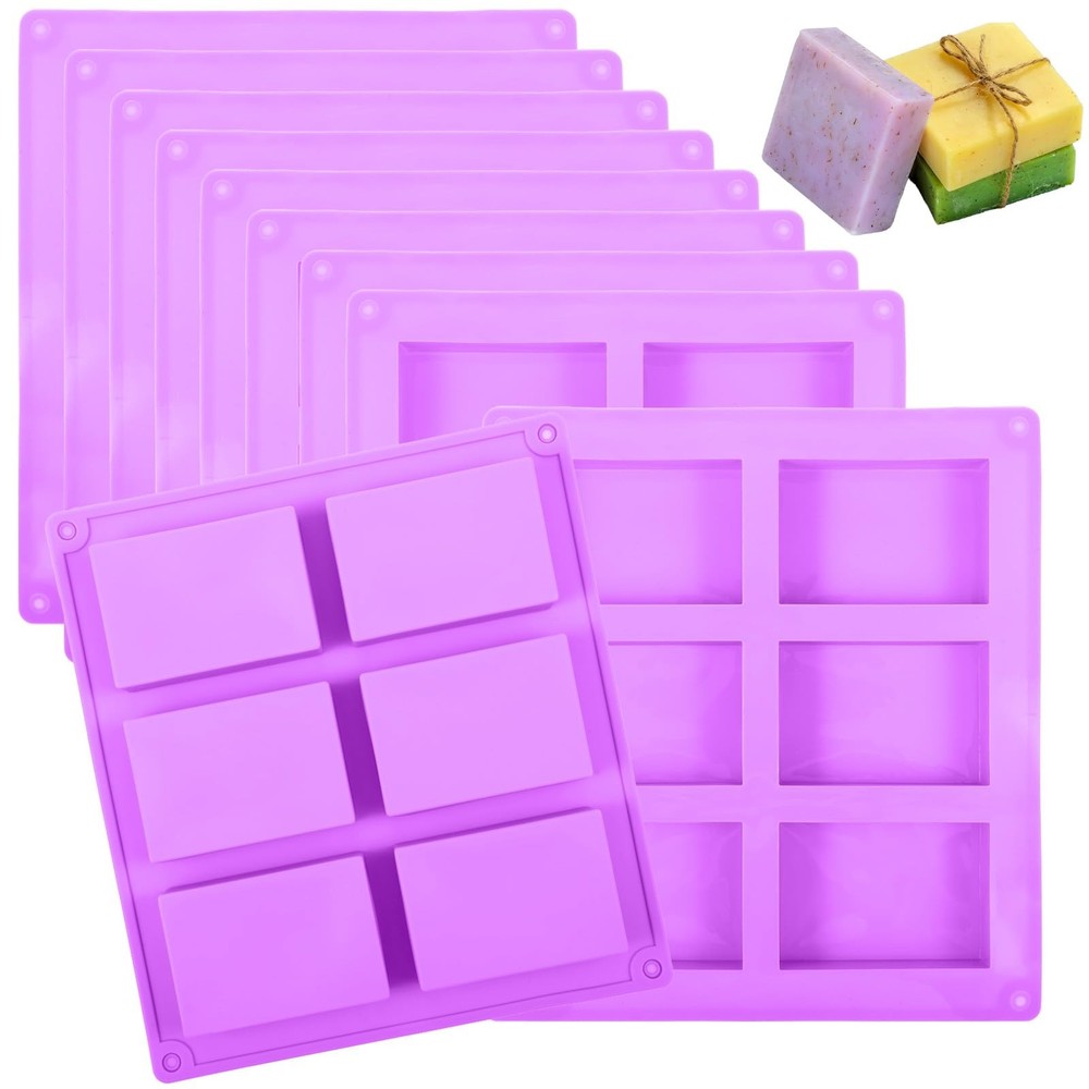 10PCS Silicone Soap Molds 6 Cavity Soap Molds for Soap Making Square Mold for…