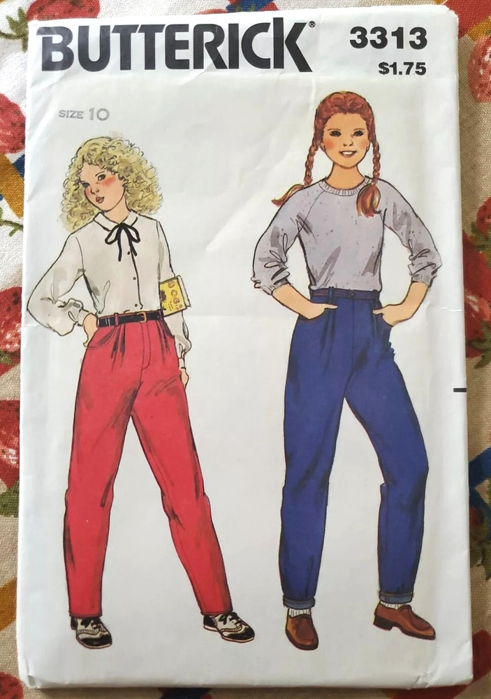 Butterick 3313 Sewing Pattern Girls’ Jeans Size 10 Uncut Factory Folded Vintage