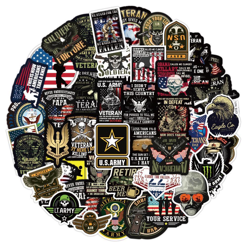 Stickers Military Veterans Vinyl Decal Stickers USA Flag Army Pack Lot 35pcs