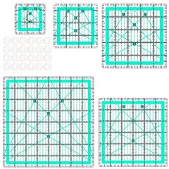 Quilting Rulers(2.5″,3.5″, 5″, 6″, 8″),5 Square Ruler Blue