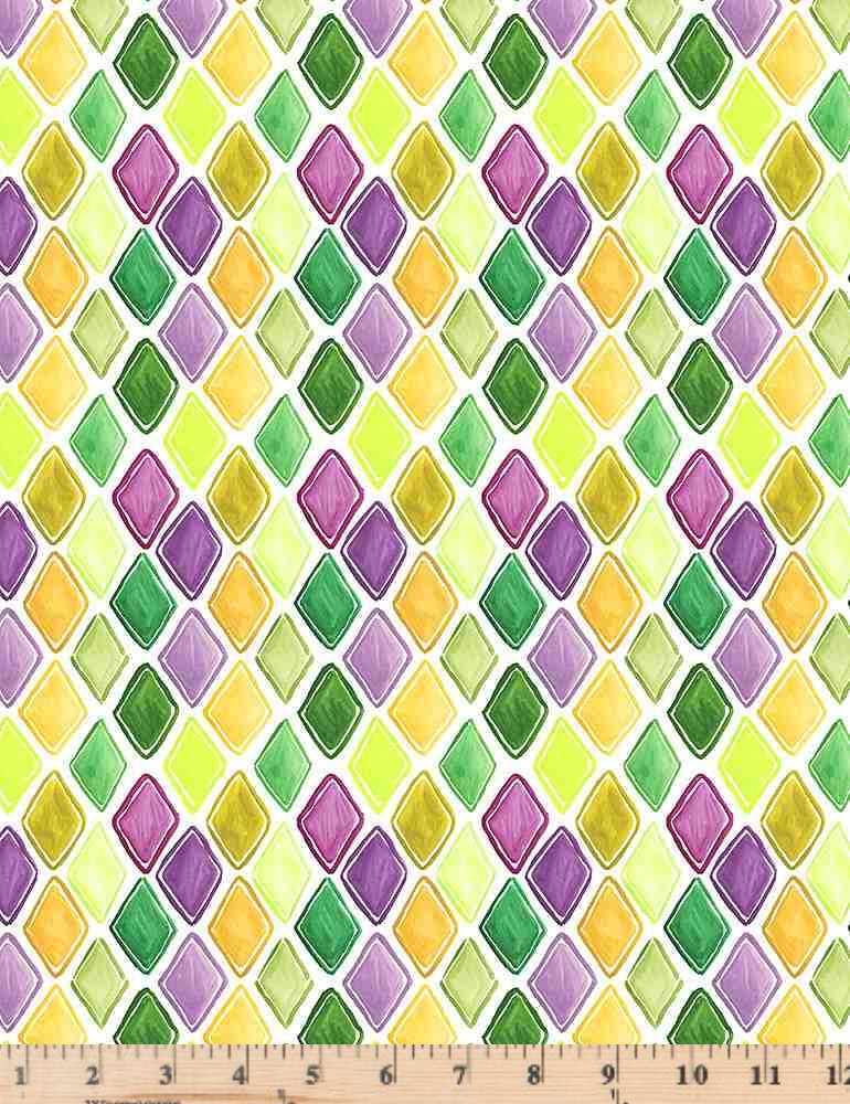 Mardi Gras Parade Diamonds DCWR2022 Fabric By half yd cont cuts