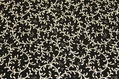 24″ M’Liss Black & White Swirly Vine Cotton Fabric