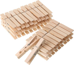 – Large Wooden Clothes Pins, 2.9 Inch, 50 Pack | Natural Wood Clips