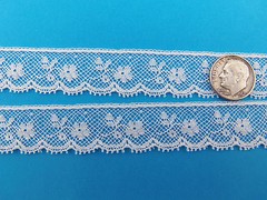 French Heirloom Cotton Lace Edging 11/16″ Wide White Fashion/Craft/Doll Lace 882