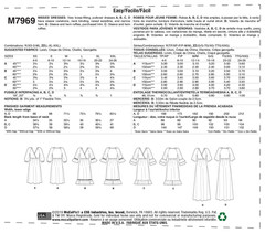 McCall 7969 Sz L-XXL EASY Boho Farmhouse Dress Raglan Gathered Cottage Pattern