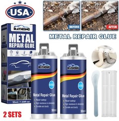 2 Sets Metal Repair Paste AB Casting Repair Glue Industrial Heat Cold Weld 50ml