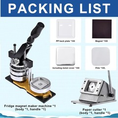 Square Fridge Magnet Press Machine Kit, 2×2 inch/50mm x 50mm, DIY Photo Fridge