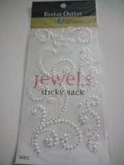 Eyelet Outlet Sticky Back Swirl Pearls Bling Flourish White