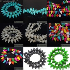 Mixed Howlite Turquoise Gemstone Pyramid Spike Studs Loose Spacer Beads 15.5″
