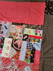 Vintage Unfinished Quilt Top 6 Ft X 5 Ft Patchwork Multicolor Red Green Brown