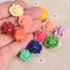 10pcs Mixed Rose Flower Resin Artificial Coral Loose Beads For Jewelry Making