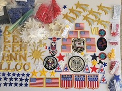 Lot of 798 Vintage 90s Embroidered Applique Patches FLAG Star Militaria Letters