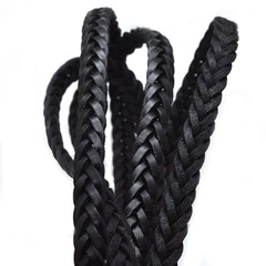 12.5×6 mm Braided Genuine Leather Cord 3 Ply – Black 1.1 Yard