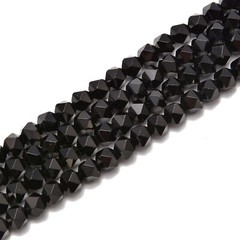 Black Onyx Smooth Faceted Star Cut Beads 4mm 5mm 7mm 9mm 15.5″ Strand