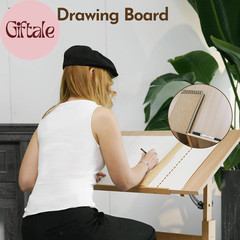 Wood Drafting Table – Adjustable Height, 35.5″X23.5″ Plan Table for Construction