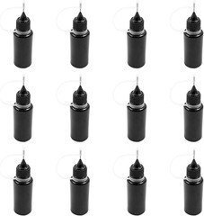 Hordion 12Pcs 0.5 Oz/ 15ml Black Precision Tip Applicator Bottle, 10ml Glue Appl