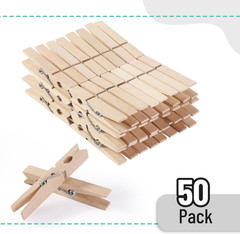 – Large Wooden Clothes Pins, 2.9 Inch, 50 Pack | Natural Wood Clips