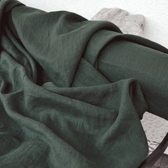 Dark Pine Green Linen Fabric By The Yard Soft Natural Sewing Material 58” Wide