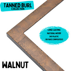 Tanned Burl Wood Picture Frame w/ UV Acrylic Glass – Thin Design | Custom Sizes