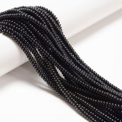 Black Onyx Smooth Rondelle Beads Size 2x4mm 15.5″ Strand