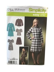 Simplicity 2764 Coat Jacket Dress Top Skirt Petite Misses D5 4 6 8 10 12 Easy