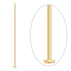 Headpin, 100 Gold Plated Brass 21 Gauge 3″ Long Headpins Standard Head Pin