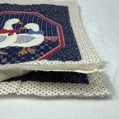 Vintage Set of 2 Goose Duck Quilted Pillow Cover Panels 16.5″ Cranston Cottage