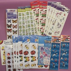 Vtg Stickers Lot (19 Packages) Unicorns, Frogs, Bugs, Cat In The Hat Butterflies