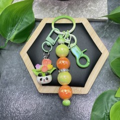 6” Acrylic Bead Keychain Backpack Zipper Pull New Free Ship Flower Pot D1556