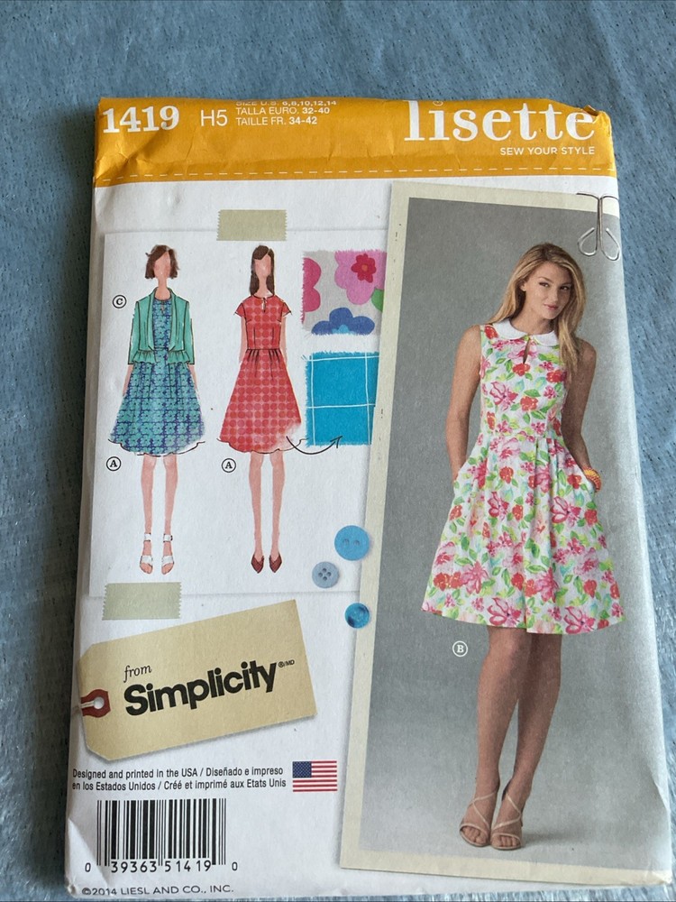 Simplicity Lisette Pattern 1419 Misses Dress and Jacket Sizes 6-14