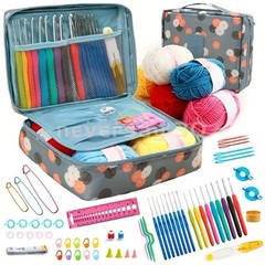 NEW 59-Piece Complete Crochet Kit Starter Beginners Kids W/ Yarn Knitting Tools