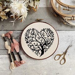 Silhouette Tree of Life in a Heart Black Work Counted Cross Stitch Pattern Chart