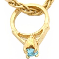 14K Gold Synthetic Aquamarine March Birthstone Baby Ring Charm