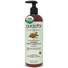 PURA D’OR Organic Sweet Almond Oil (16oz) Certified Organic 100% Pure & Natural