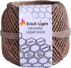 100% Organic Hemp Wick,200 FT Spool,Well Coated with Beeswax,Standard Size 1.0Mm