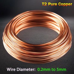 T2 Pure Copper Round Wire Diameter 0.2mm To 5mm Solid Bare Highly Conductive