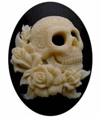 40x30mm Black Ivory Gothic Skull Cameo Day of the Dead jewelry skeleton gothic 8