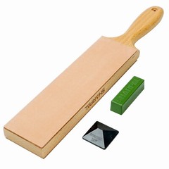 Large Leather Strop (Genuine Cowhide) with 2 Oz. Polishing Compound&Angle Guide