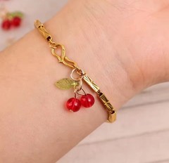 50x Cherry Charms Pendant Glass DIY Jewelry Red Kawaii Keychain