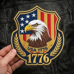 Custom USA 1776 Embroidered Patch Patriotic Eagle Badge American Flag Independen