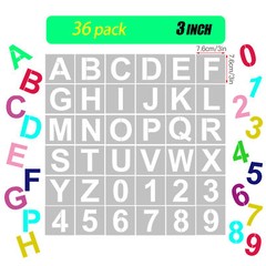 36pcs 3 Inch Alphabet Letters & Numbers Stencils PET Art for Painting Decor Home