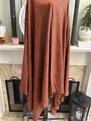 Unlabeled fabric bolt – wool cashmere silk rust & brown weave – 5 ft x 7.5 ft