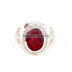 Ruby Oval Cut Gemstone With Solid 14K White Gold Ring For Men’s #B560 #