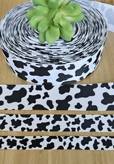 3/8, 5/8, 7/8 & 1.5″ (1 YD) Cow Print Grosgrain Ribbon Animal Print Cruella