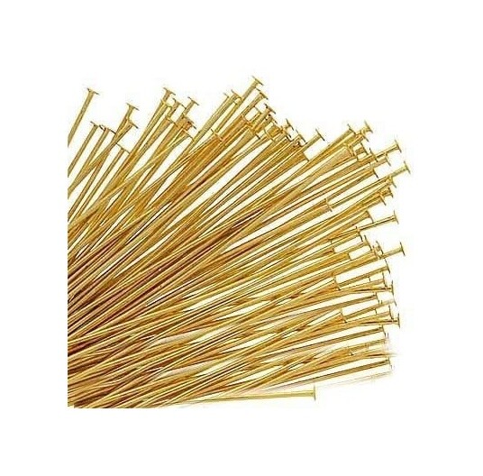 500 GOLD Plated Brass HEADPINS 3 inch 21 gauge No Lead No Nickel ~ Wholesale Lot