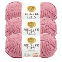 (3 Pack) Lion Brand Yarn 215-140M Feels Like Butta Yarn, Dusty Pink