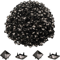 Funstreet 1000 Pcs Metal Studs 10Mm Black Pyramid Studs for Clothing Leather Bag
