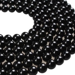 Natural Black Agate Gemstone Round Beads For Jewelry Making 15” 4mm