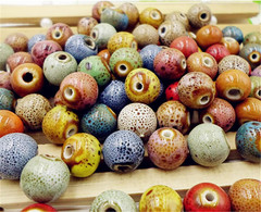 100Pcs Ceramic Beads – 10mm Porcelain Print, Colorful Round Crafts Beads Bulk, H
