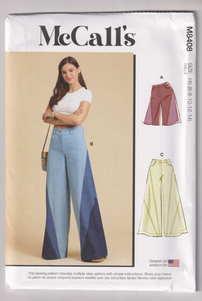 8408 McCALLS – JEANS & SHORTS w Seam Interest – Sz 6/8/10/12/14